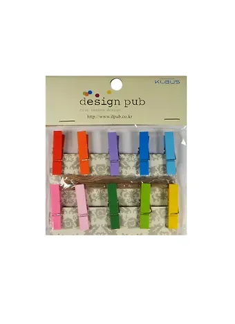Набор для творчества, Набор прищепок 3,5см 10шт дерев. окрашенные с веревкой в ассортименте (11007