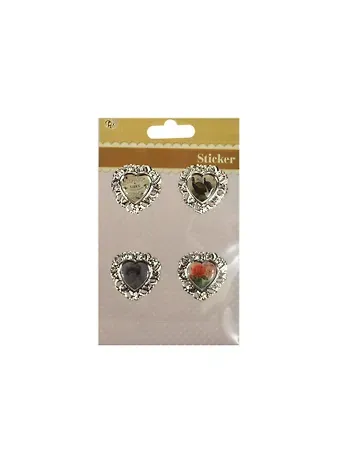 Наклейки в металл оправе для скрапа Сердца (Br-4) (11034604) (4шт) (упаковка)