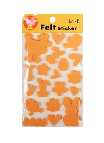 Стикеры фетровые однослойные и двухслойные на подложке в пакете с подвесом, куры и зайцы (11-2198