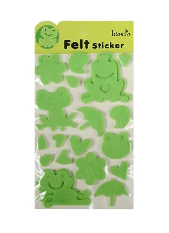 Стикеры фетровые однослойные и двухслойные на подложке в пакете с подвесом, лягушки (11-21984-B8)