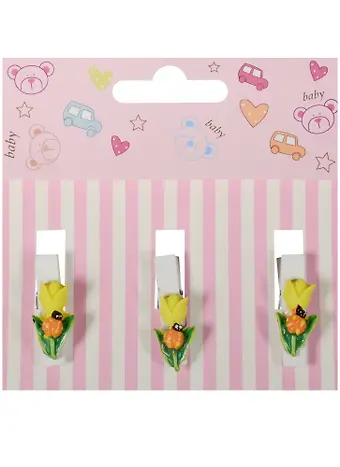 Набор прищепок декоративных, 3 шт, полистоун,тюльпан с божьей коровкой
