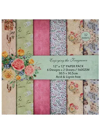 Набор бумаги для скрапбукинга, 30*30(30,5*30,5)см, 12 листов, 6  дизайнов Enjoying the Fragrance (11-8) (11