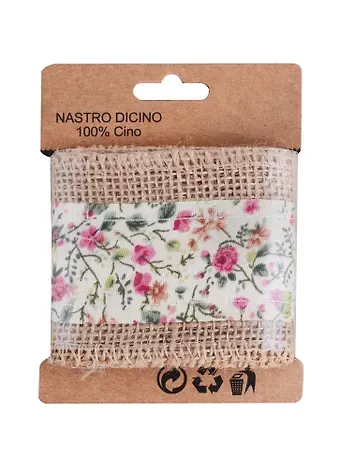 Тесьма джут  с сатином Зеленый луг, 6см*1м