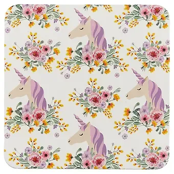 Подставка под чашку Единорог и узор с цветами (ПЧ2018-04)