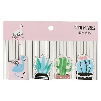 Магнитные закладки «Фламинго и кактусы», 4 штуки