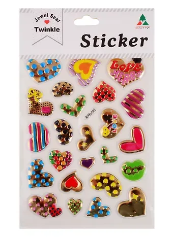 Наклейки PVC Сердце, микс