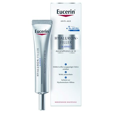 Крем для глаз EUCERIN Антивозрастной крем для ухода за кожей вокруг глаз Hyaluron-Filler SPF 15 eucerin dermatoclean [hyaluron] reinigungsgel