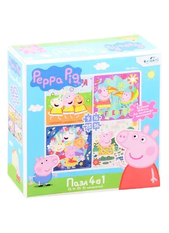 Пазл Оригами 4в1 9-16-25-36эл Peppa Pig Команда Пеппы