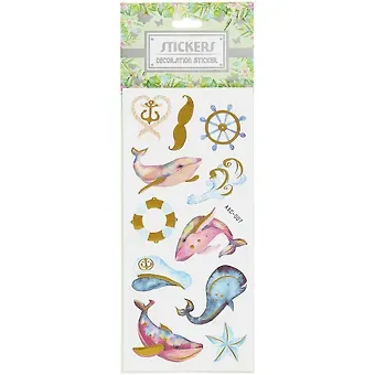 Наклейки Киты  (AXC-007)(9*25)