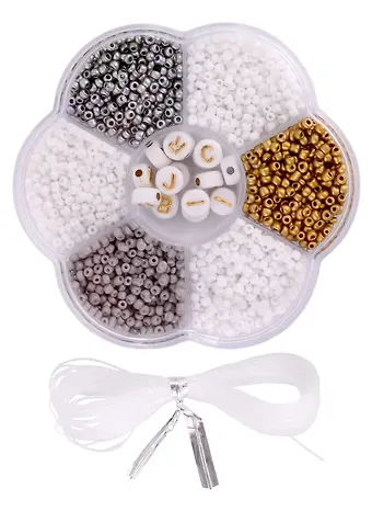 Набор бисера для рукоделия (белый микс)