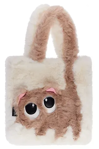 Сумка-шоппер плюшевая Котик (белая) (35х32х7) (12-G13455-202411-B1)