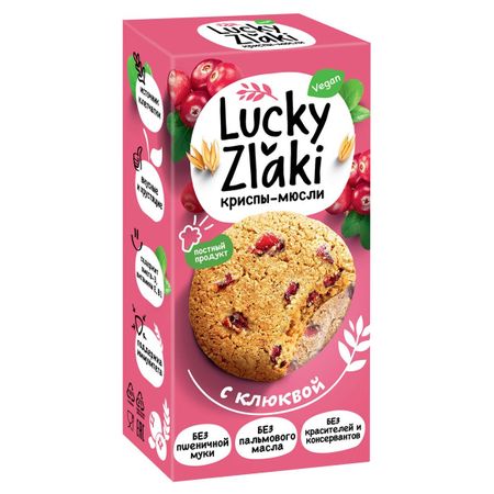 Криспы-мюсли Черемушки Lucky Zlaki зерновые с клюквой, 100 г