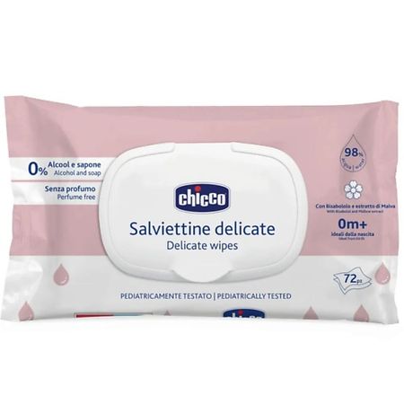 Салфетки для тела CHICCO Салфетки очищающие (без отдушки), 72 шт салфетки очищающие diva универсальные 8х8шт