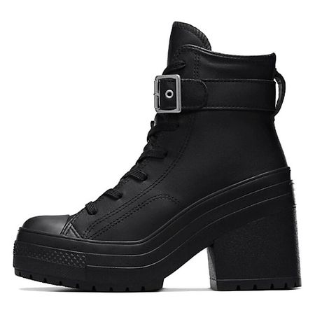 Кроссовки CONVERSE Кроссовки Chuck 70 De Luxe Heel Leather High Buckle Triple Black Womens