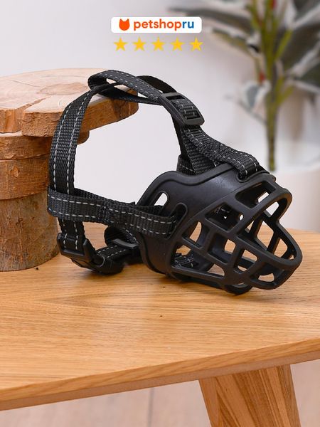 Ошейники, шлейки PETSHOP Намордник для собак силиконовый светоотражающий “Бэтмен” L, черный (L)