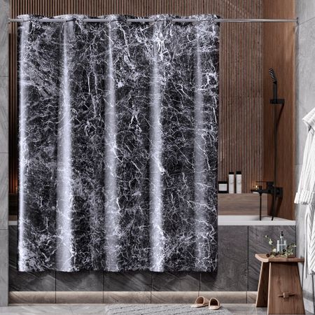 Штора для ванны WasserKraft Aland 2000х2000 мм полиэстер черная/белая (SC-85105)