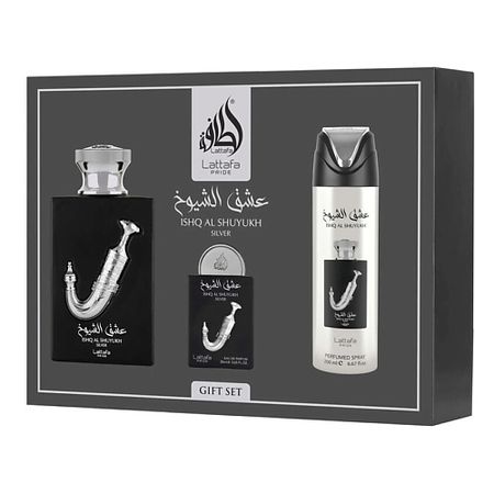 Набор парфюмерии LATTAFA Набор Ishq Al Shuyukh Silver: Парфюмерная вода + Дезодорант парфюмерии lattafa   art of nature ii парфюмерная   дезодорант