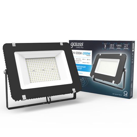 Прожектор светодиодный Gauss qplus 200w ip65 6500k черный zodolamp светодиодные прожекторы 50 100 200 300 400 500 вт