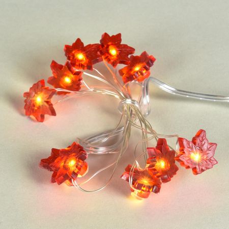 Гирлянда новогодняя Best Technology 10 LED на батарейках красный лист