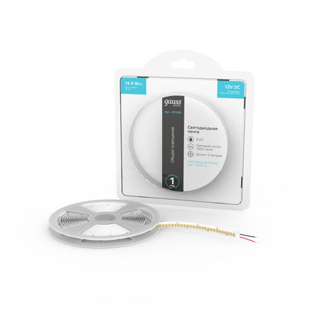 Лента Gauss Basic 12V 14,4W/m 1600lm/m 4000K IP20 LED 5m 1/80 лента gauss basic led 10вт м 700лм м 3000k 10мм ip65 12в 3м