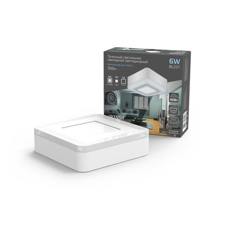 Светильник Gauss Backlight накладной BL221 Квадрат. Акрил, 3+3W, LED 4000K, 105*105, 1/40 gls глс липотропный фактор капс 180