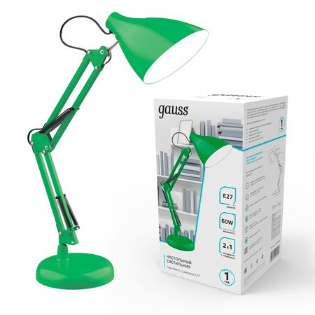 Светильник настольный Gauss GTL003 60W 220-240V E27 зеленый струбцина и основание