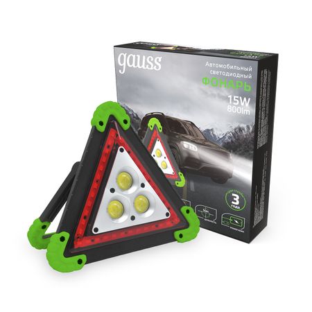 Фонарь Gauss автомобильный GFL802 15W 800Lm Li-ion 2400mAh LED знак аварийной остановки expert 440х380мм