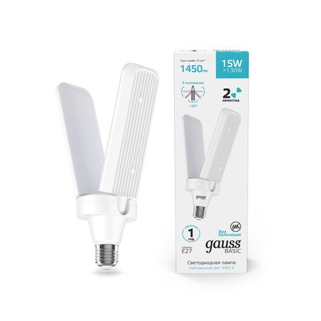 Лампа Gauss Basic 15W 1450lm 4000K E27 Клевер-2 LED