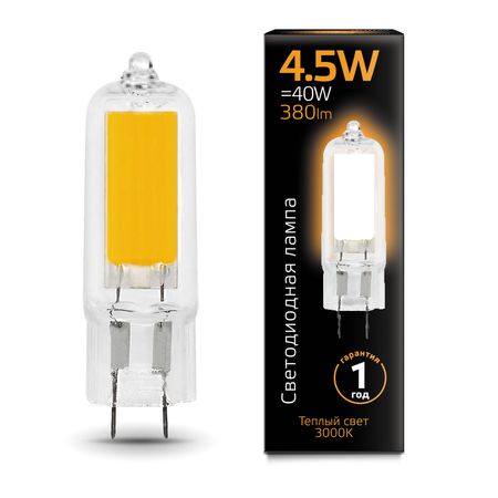 Лампа Gauss LED G4 AC220-240V 4.5W 380lm 3000K Glass 1/10/200 трансформаторы освещения meruem dr 8 24 вт x2 ac220