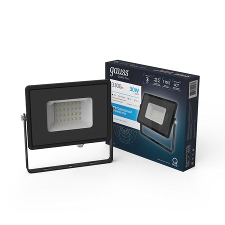 Прожектор Gauss LED Qplus 30W 2700lm IP65 6500К черный 1/30 zodolamp светодиодные прожекторы 50 100 200 300 400 500 вт