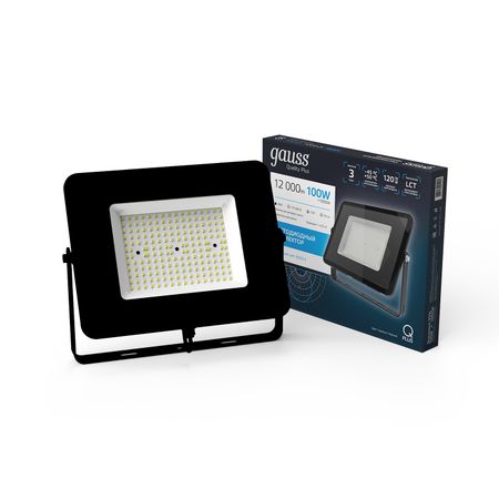 Прожектор Gauss LED Qplus 100W 9000lm IP65 6500К черный 1/12 zodolamp светодиодные прожекторы 50 100 200 300 400 500 вт