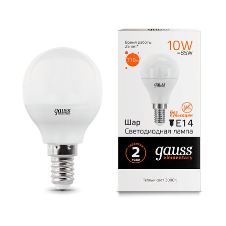 Лампа Gauss LED Elementary Globe 10W E14 3000K лампа gauss elementary 7вт gu5 3 led 530лм 3000k спот