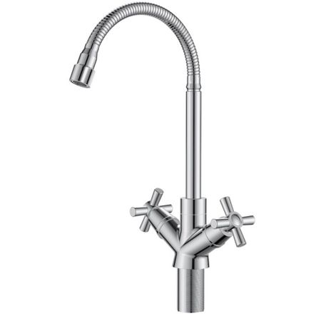 Смеситель для кухни Voda Dive хром с гибким изливом двухвентильный (DV519flex)