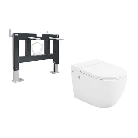 Комплект инсталляции Abber с унитазом Bequem и сиденьем микролифт с импульсным смывом (AC1108P-AC0101P)