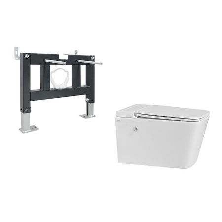 Комплект инсталляции Abber с унитазом Rechteck и сиденьем микролифт с импульсным смывом (AC1202P-AC0101P)