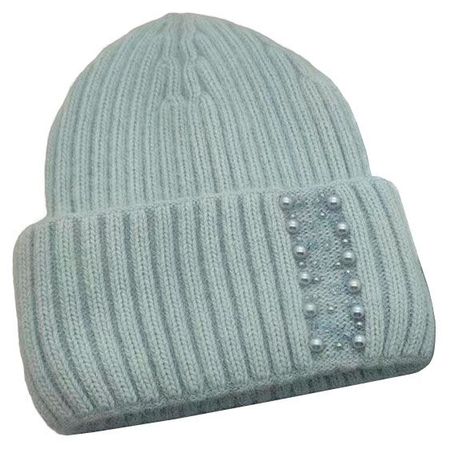 Шапка женская Sabedoria с отворотом светло-голубая one size