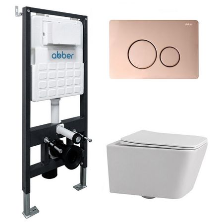 Комплект инсталляции Abber с унитазом Rechteck с кнопкой розовое золото и сиденьем микролифт (AC1201-AC0105-AC0121RG) lt hongdian nebula 920 розовое золото перьевая ручка