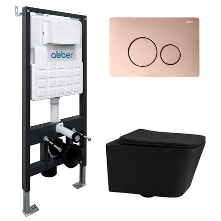Комплект инсталляции Abber с унитазом Rechteck с кнопкой розовое золото и сиденьем микролифт (AC1201MB-AC0105-AC0121RG) lt hongdian nebula 920 розовое золото перьевая ручка