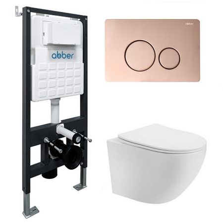 Комплект инсталляции Abber с унитазом Bequem с кнопкой розовое золото и сиденьем микролифт (AC1100T-AC0105-AC0121RG) lt hongdian nebula 920 розовое золото перьевая ручка