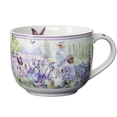 Чашка GIFT'N'HOME Чашка бульонная /Супница /Бульонница Костяной фарфор , коллекция Лаванда термочашки bacugi костяной фарфор белые 300 мл 2 шт