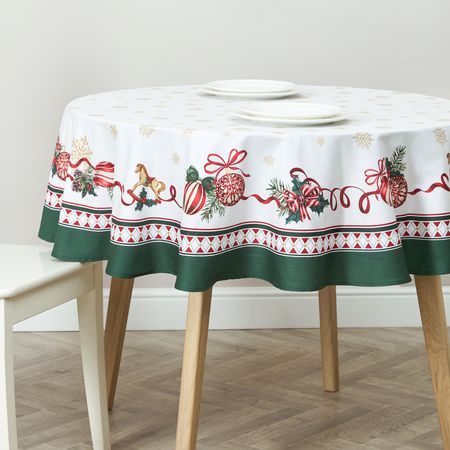 Скатерть круглая Игрушки/Toys рождественские эльфы игрушки