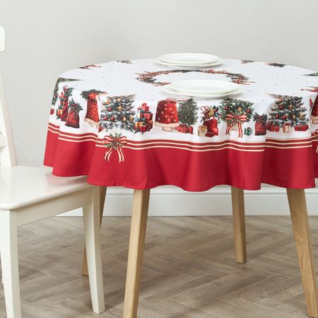 Скатерть круглая Елка/Christmas tree полиэстерная скатерть merry christmas tree snowflake
