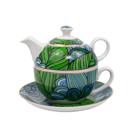 Чайник с чашкой Porcelana Bogucice Fargo Blue 1 персона