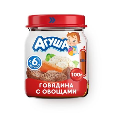 Пюре Агуша говядина с овощами, 2,7% 100 г