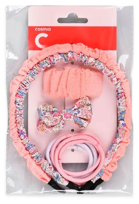 Набор Cosmia ободки резинки заколки розовые, 6 предметов