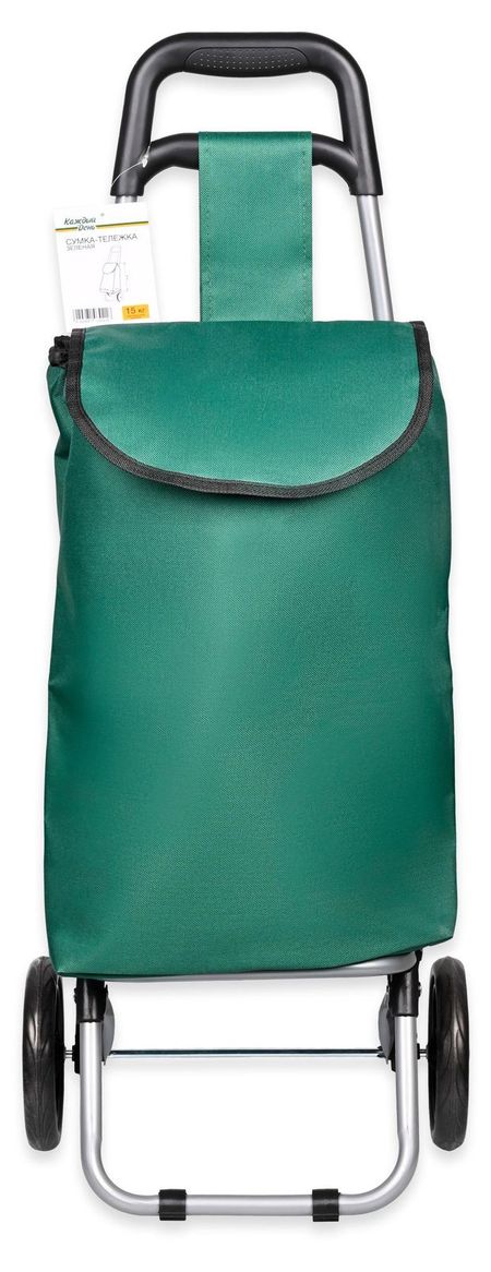 Сумка-тележка Каждый день зеленая, 87х34,5х28 см