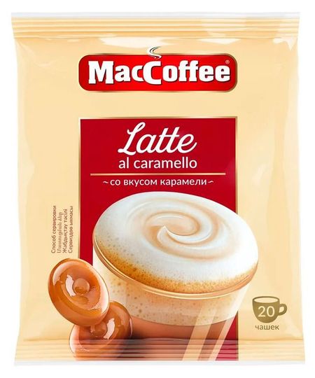 Кофейный напиток MacCoffee Latte Al Caramello со вкусом карамели, 20 шт х 22 г