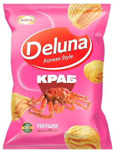 Снеки кукурузные Deluna Краб, 60 г