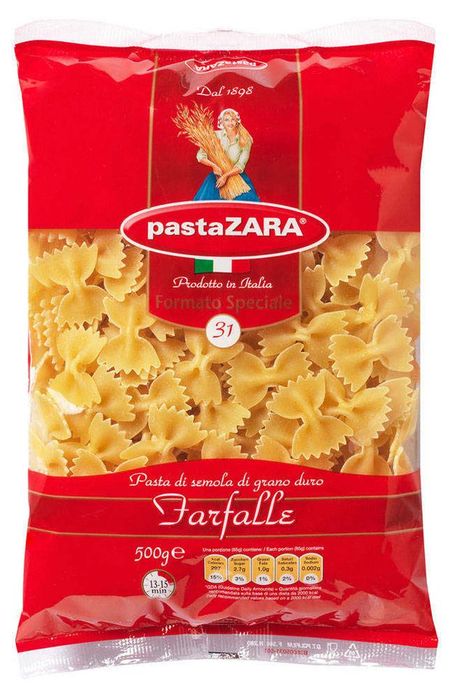 Макаронные изделия Pasta Zara Farfalle 31 бантики, 500 г