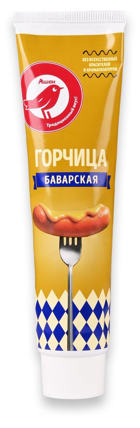 Горчица АШАН Красная птица Баварская, 180 г